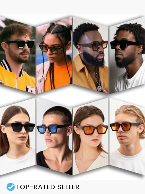 Square Thick Frame Chunky Retro Vintage Sunglasses Non Polarized UV Protection main image 6